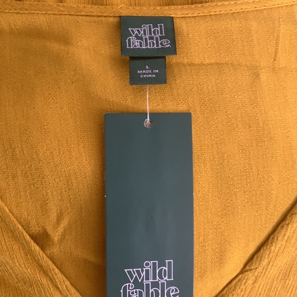 Wild Fable Target Mustard Smocked Waist Jumper Short Sleeve L - Picture 5 of 5